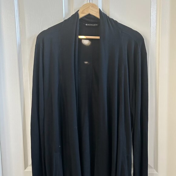 Athleta Cardigan Sweater Women Black Pranayama Open Front SZXS Athleisure Casual - Picture 7 of 10
